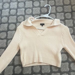 Long Sleeve Cropped Collared Sweater